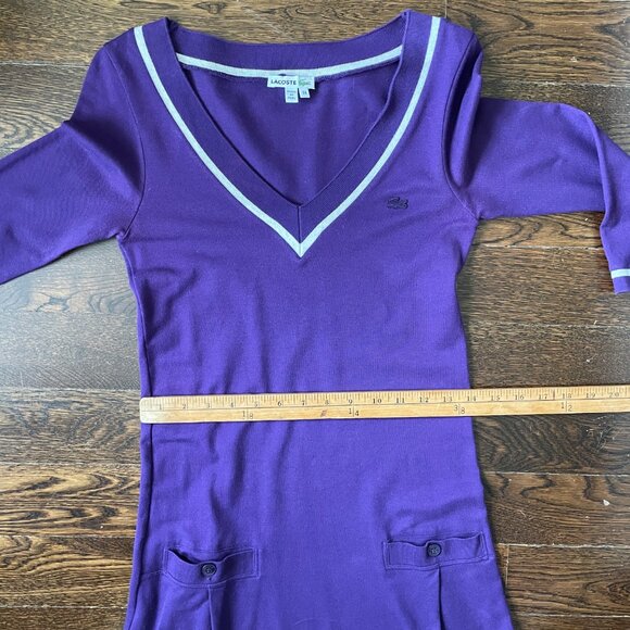 Lacoste Purple 3/4 Sleeve Jersey Dress w/ pockets-Size 34 (Small) - Picture 10 of 11